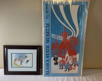 Lot 81: Framed Rie Munoz Print and Alaska State Museum Poster