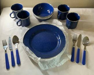 Lot 54: NEW in Box Ozark Trail 24-Piece Enamel Tableware Set