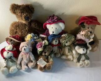 Lot 79: Collection of Boyd's Plush Teddy Bears With Decorative Hats