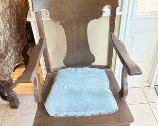 Antique Solid Wood Armchair with Shaped crested Rail $200