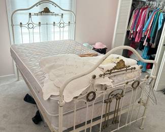 Antique English Iron Bed 3/4 size with Mattress and Box Spring $500