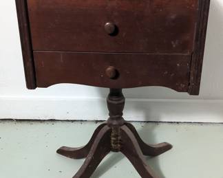 Wooden Pedestal Sewing Table, 12.5" x 23.5" x 16"