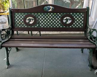 Metal And Wood Bench, 33.5" x 51" x 23"