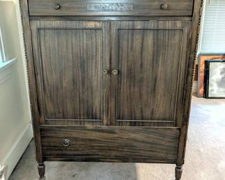 Armoire With Top And Bottom Drawers, And Internal Shelving On Casters, 50" x 38" x 22"