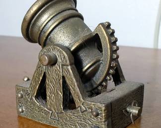 Cannon And Mechanical Cart Italian 800 Silver Models, Marked