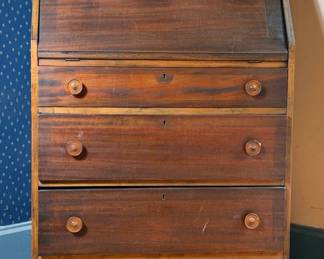 Wood Secretary Desk, And Contents Of Drawers, 44” By 29.5” By 15”