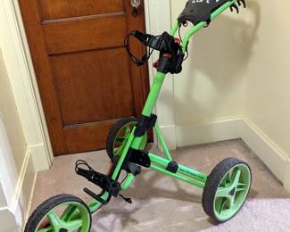 Clicgear Three-Wheel Folding Golf Push Cart, Green And Black