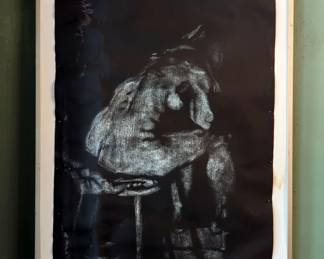 Charcoal And White Pastel Figural Framed Drawing, Signed And Dated 1984