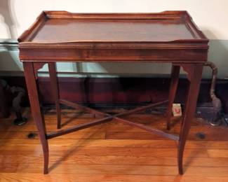 Chippendale-Style Table With Raised Edge, Approx 24" x 23" x 13"