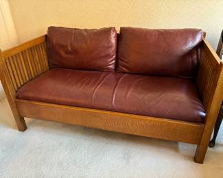 Stickley Mission Oak Spindle Settee