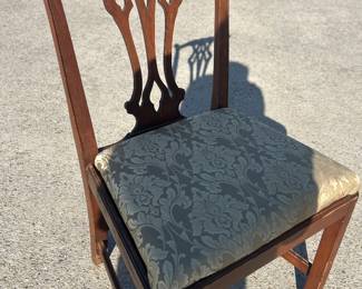 Vintage Chippendale square legged mahogany sidechair 