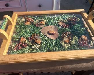 Dried leafage under glass