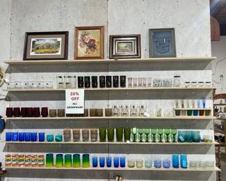 Check out our colorful glassware wall