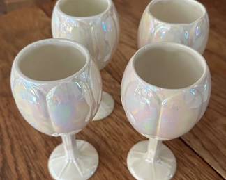 Vintage Iridescent Ceramic Tulip Goblets