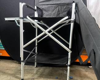 Lot 430: Lot of (4) Portable Studio Accessories including (2) Tall Folding Director Chairs, (2) 82x58 Collapsible Reflector Panels