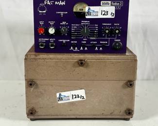 Lot 123: Lot of 2 Analog Outboard Components including (1) HHB Radius 3 Fat Man Compressor, (1) Triplett 2413 Tube Tester