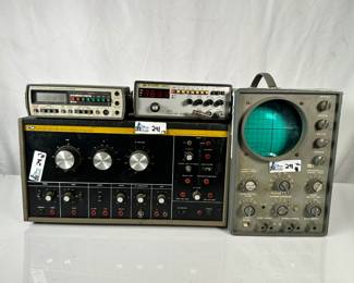 Lot 291: Lot of (4) Vintage Diagnostic Tools including B&K 1077B TV Analyst, Eico 427 Oscilloscope, B&K Precision 3011 Function Generator, Micronta 22-195 Digital Multimeter