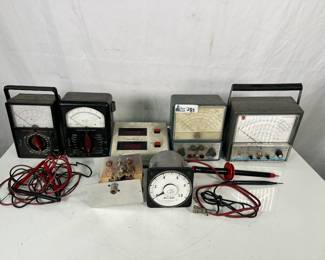 Lot 283: Lot of (6) Vintage Diagnostic Instruments incl JCM-1 Simulator, B&K 177 VTVM, Triplett 630-A & 60 Meters, Superior 77 VTVM & GE DC Ammeter