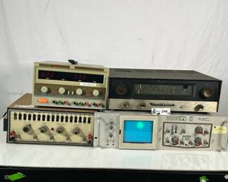 Lot 244: Lot of (4) Vintage Test & Radio Service Apparatus including Tektronix T922r Oscilloscope, Heathkit IG-57 Sweep Generator, Heathkit PT-1 Tube Tuner, Dr.Meter HY3005F3 Power Supply
