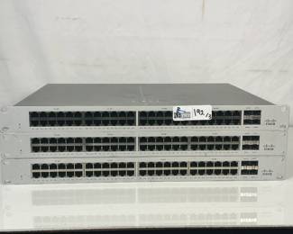 Lot 192: Lot of (3) Cisco Meraki MS120-48LP-HW 48-Port PoE+ Managed Ethernet Switches