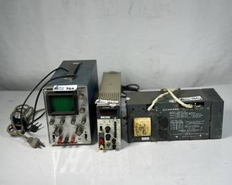 Lot 260: Lot of (3) Power & Bench Service Instruments including Lambda LNS-P-15 Power Supply, Kikusui PLZ 72W Electronic Load, Leader LBO-310A Oscilloscope