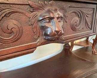 Victorian Renaissance Revival Carved Oak Library Table third image
