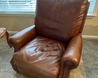 Pottery Barn James Roll Arm Leather Recliner Pair second image
