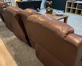 Brown Leather Reclining Home Theater Seating second image