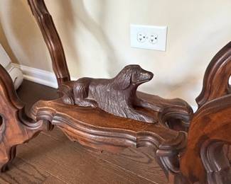 Antique Carved Wood Console Table with Dog Motif second image