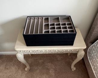 French Provincial Style Accent Table with Modular Jewelry Storage Case second image