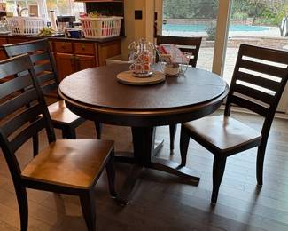 Modern TwoTone Pedestal Dining Set