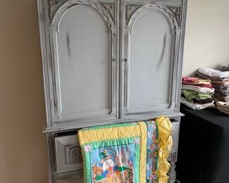 Vintage Painted French Provincial Armoire