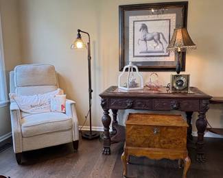 VictorianStyle Carved Oak Writing Desk third image