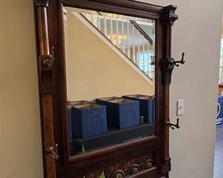 Victorian Eastlake Walnut Hall Tree with Marble Top fifth image