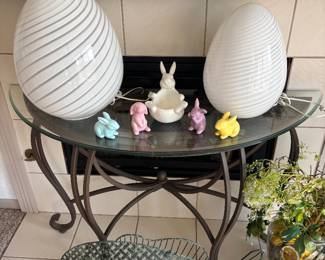 egg-shaped art glass lamps