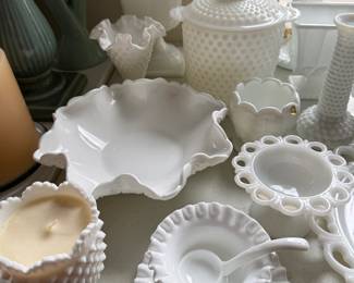 Milk and hobnail glass