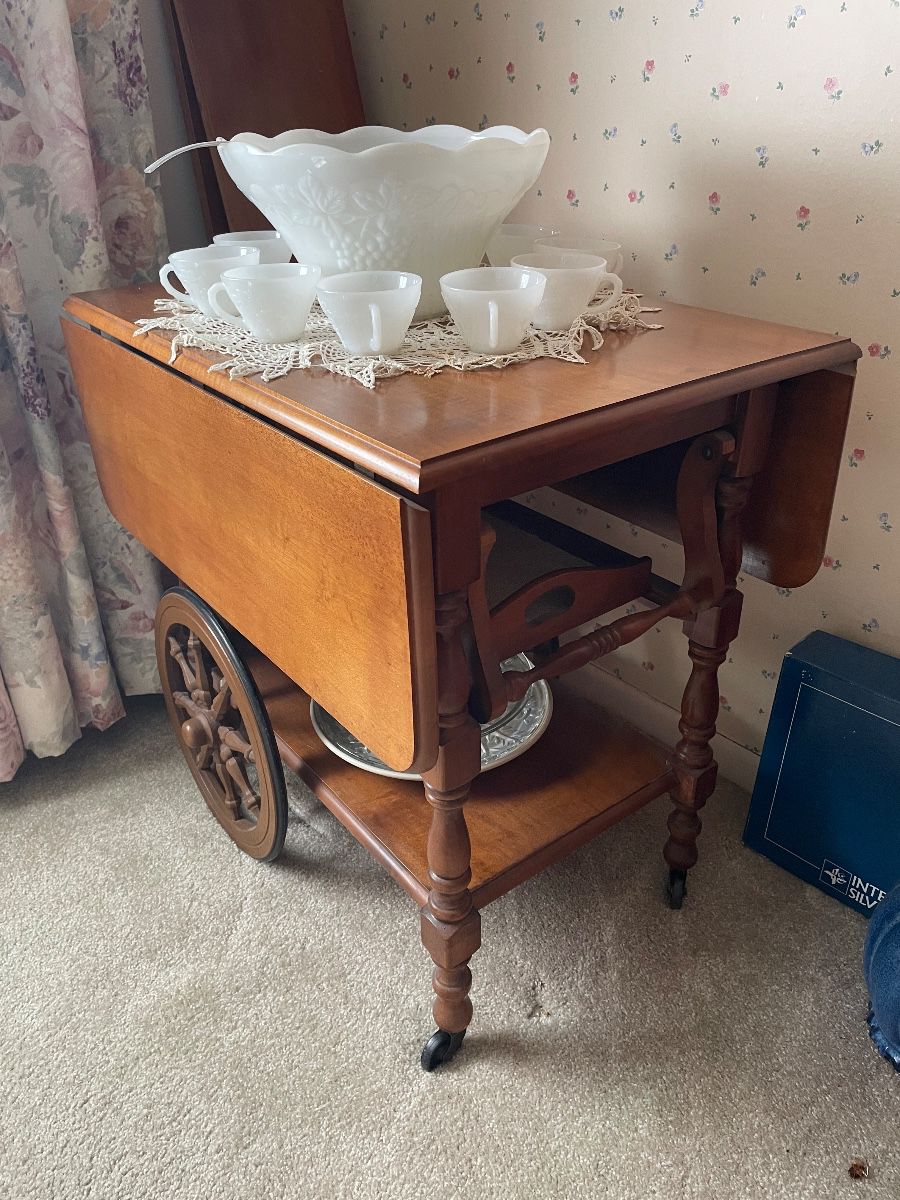 MCM drop leaf bar cart