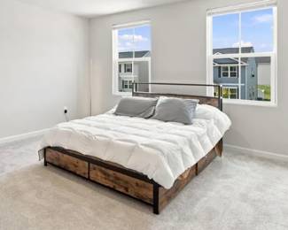 master bed (mattress, headboard, footboard, rails, slats)