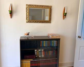 Bookcase with glass doors & vintage books