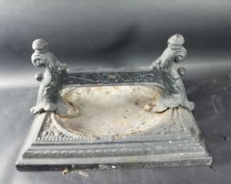 Lot 259 Antique cast iron boots scraper with Tray