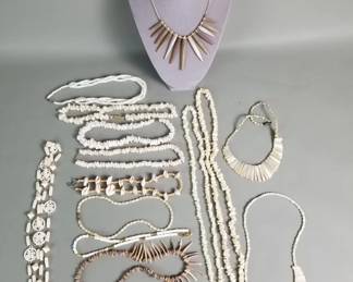 Lot 305 Vintage shell and wood jewelry