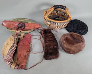 Lot 495 Twine and leather handbags, twine hand woven
