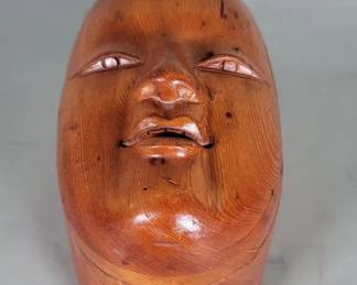 Lot 503 Vintage Japanese hand carved wood Otafuku