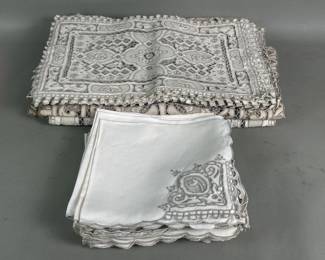 Lot 614 Group of vintage table linen