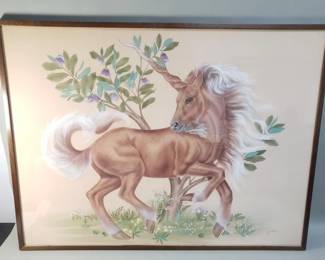 Lot 247 Signed vintage painting on fabric