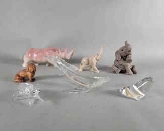 Lot 306 Group of glass, stone. Composite animal figures