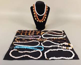 Lot 312 Vintage shell seed and coral necklaces