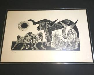 173 Lot 401h Hansen Bahia woodcut print