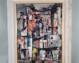 062 Lot 191 E. Bluebond 1958 abstract oil painting