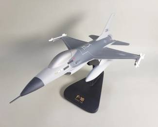 Lot 323 General Dynamics F16 Fighting Falcon hand painted wood model airplane